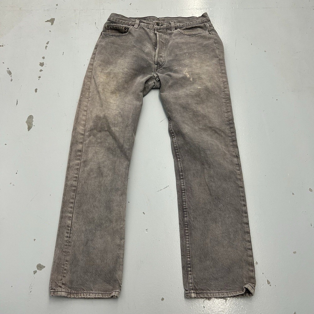 Vintage 90s Levis 501 xx Jeans Mens 34x32 Faded Stone Wash Black Button Fly USA